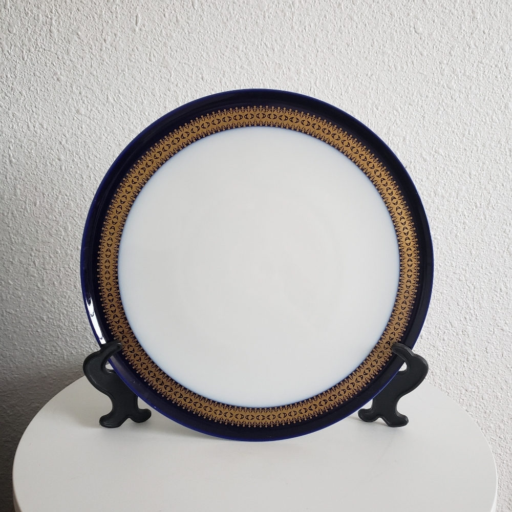 Thomas Cobalt Gold 304020 Design Large Flat Plate Mint  12"  Vtg Germany